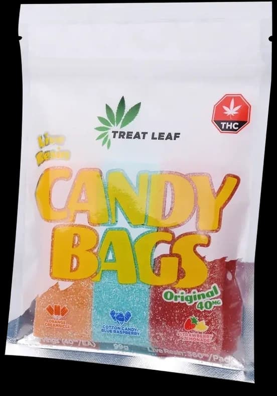 Treat Leaf Live Resin Candy Bags, front of bag