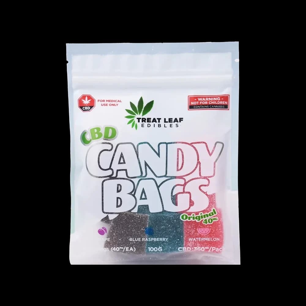 Treat Leaf CBD Candy Bags, 40mg CBD per gummy, assorted flavours