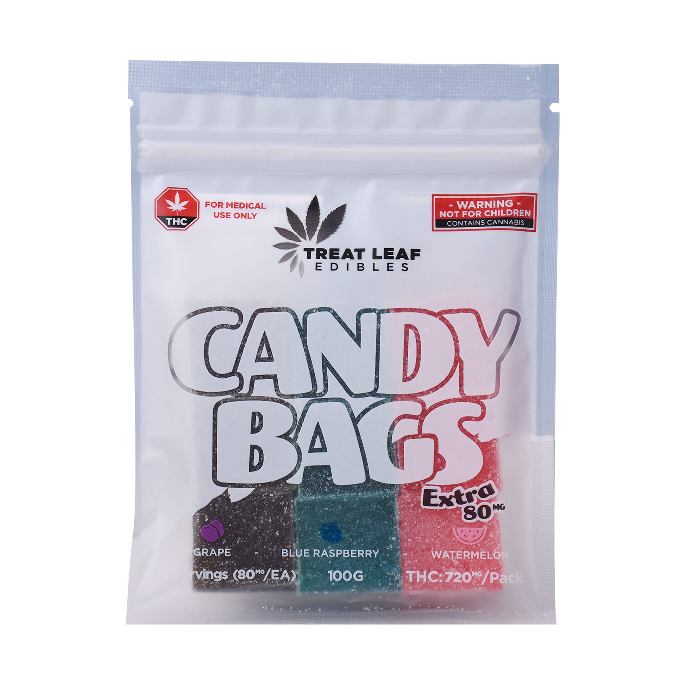Grape, Blue Rasberry, Watermelon 80mg THC Gummies 9 pack
