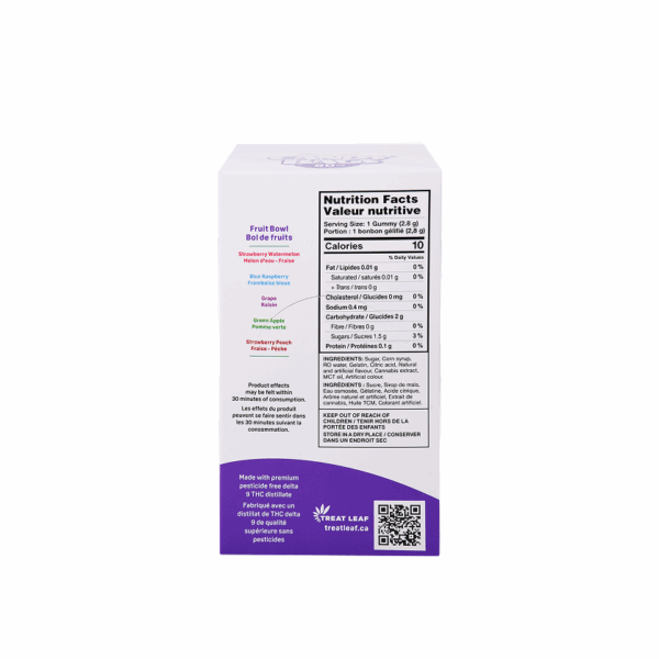 Fruit Bowl Box  – 80mg per gummy x 10 gummies per bag x 9 bag per box = 7,200mg THC per box - Image 3