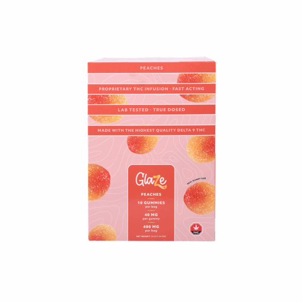 Peaches Box by Glaze - 1 Box, 10 Bags, 400mg Each - Image 2