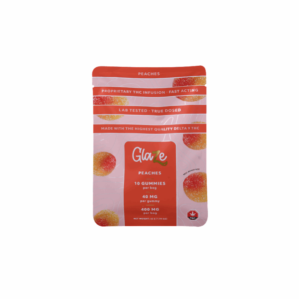 Peaches Box by Glaze - 1 Box, 10 Bags, 400mg Each - Image 4