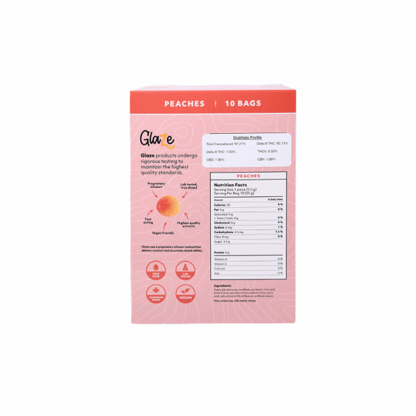 Peaches Box by Glaze - 1 Box, 10 Bags, 400mg Each - Image 3