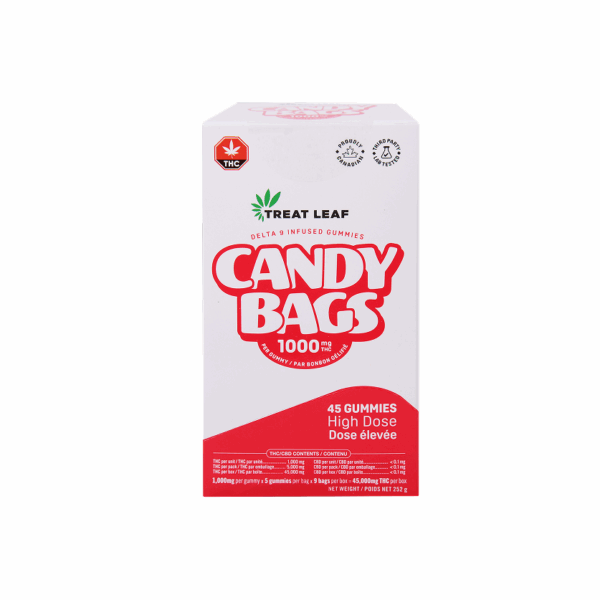 Cotton Candy Blue Raspberry - 1000mg per gummy x 5 gummies per bag x 9 bag per box = 45,000mg THC per box - Image 2