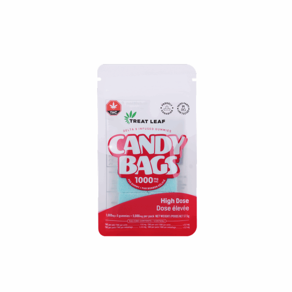 Cotton Candy Blue Raspberry - 1000mg per gummy x 5 gummies per bag x 9 bag per box = 45,000mg THC per box - Image 8